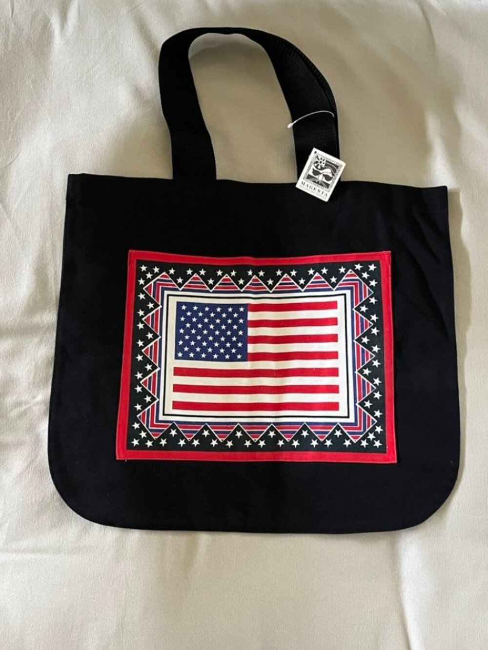 NEW Magenta Textile Canvas Tote Bag Americana Bandana Style Print Made in Canada
